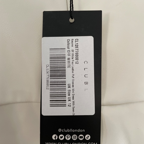 Club L London Karyme Off White Faux Leather puff sleeve mini dress - Picture 5 of 5